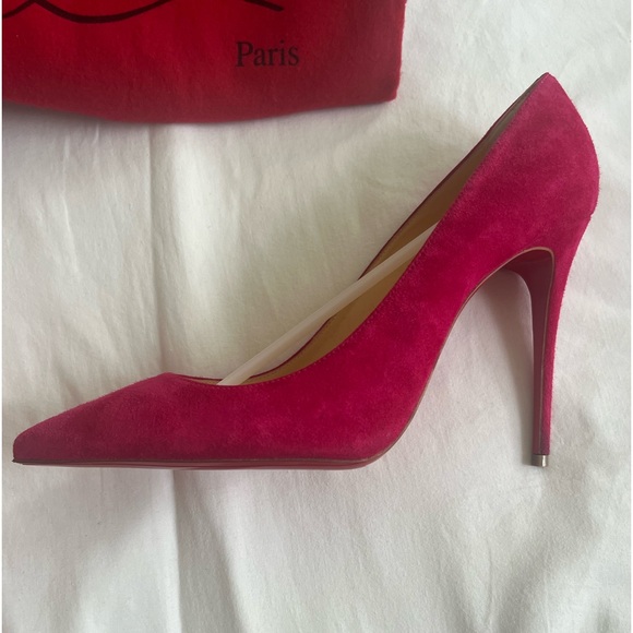 *Authentic* Christian Louboutin Kate 100 Veau Velours in color Bomba - Picture 2 of 12